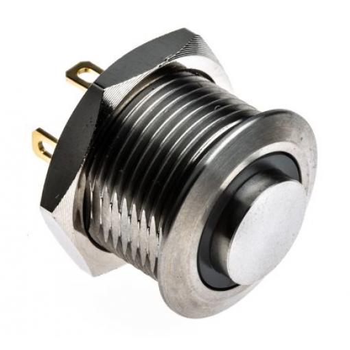 RS PRO Tlačítkový spínač, řada: MPB16 IP67 SPST Panel Okamžité Osvětlené 16 mm 2 A, barva LED: Zelená 36 V dc