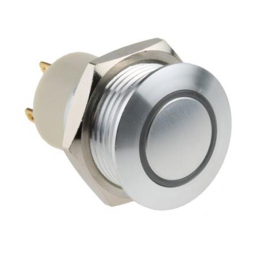 RS PRO Tlačítkový spínač, řada: MPB16 IP67 SPST Panel Blokování Osvětlené 16 mm 2 A, barva LED: Modrá 36 V dc