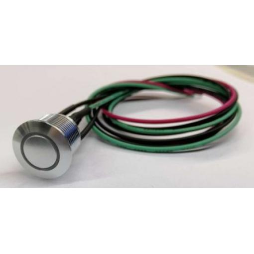 RS PRO Tlačítkový spínač, řada: MPB16 IP67 SPST Panel Okamžité Osvětlené 16 mm 2 A, barva LED: Modrá 36 V dc