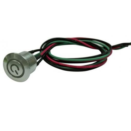 RS PRO Tlačítkový spínač, řada: MPB16 IP67 SPST Panel Okamžité Osvětlené 16 mm 2 A, barva LED: Zelená 36 V dc
