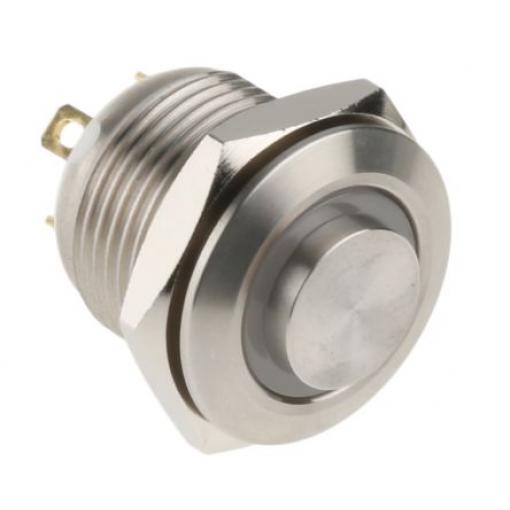 RS PRO Tlačítkový spínač IP67 SPST Panel Okamžité Osvětlené 16 mm 2 A, barva LED: Zelená 36 V dc