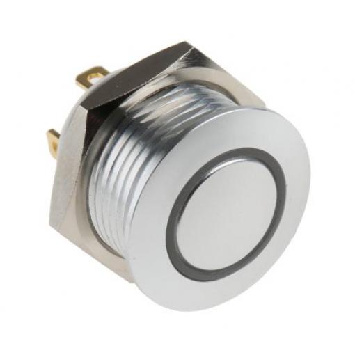 RS PRO Tlačítkový spínač, řada: MPB16 IP67 SPST Panel Okamžité Osvětlené 16 mm 2 A, barva LED: Zelená 36 V dc