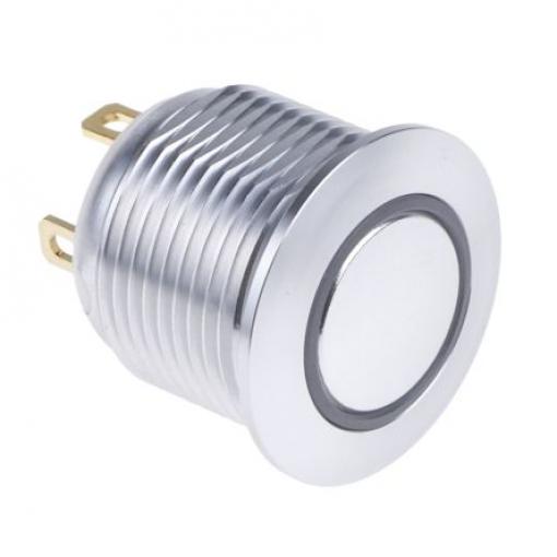 RS PRO Tlačítkový spínač, řada: MPB16 IP67 SPST Panel Okamžité Osvětlené 16 mm 2 A, barva LED: Modrá 36 V dc