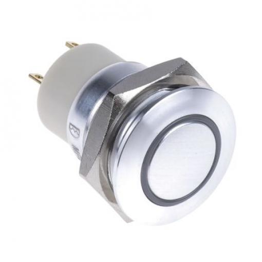RS PRO Tlačítkový spínač, řada: MPB16 IP67 SPST Panel Blokování Osvětlené 16 mm 2 A, barva LED: Zelená 36 V dc