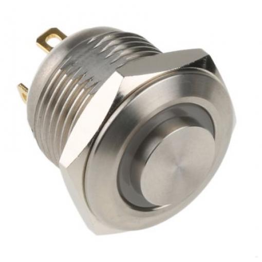 RS PRO Tlačítkový spínač IP67 SPST Panel Okamžité Osvětlené 16 mm 2 A, barva LED: Bílá 36 V dc