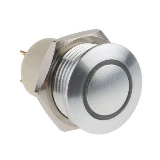 RS PRO Tlačítkový spínač, řada: MPB16 IP67 SPST Panel Blokování Osvětlené 16 mm 2 A, barva LED: Zelená 36 V dc