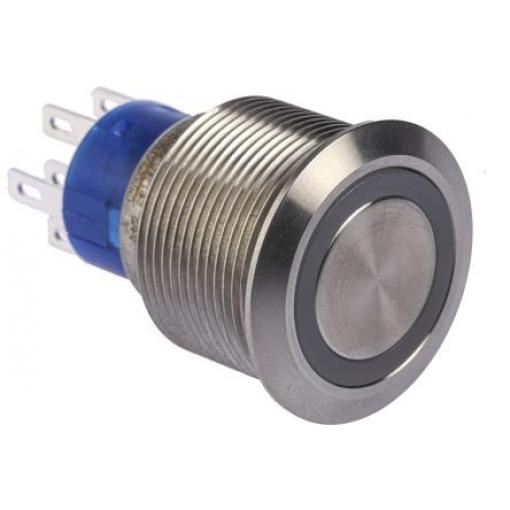 RS PRO Tlačítkový spínač, řada: MPB22 IP67 DPDT Panel Okamžité Osvětlené 22.2 mm 5 A, barva LED: Žlutá 12 V dc 250 V ac