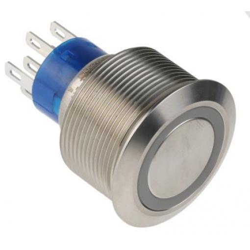 RS PRO Tlačítkový spínač, řada: MPB22 IP67 SPDT Panel Blokování 25.2 mm 5 A 36 V dc 250 V ac