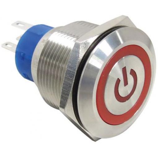 RS PRO Tlačítkový spínač, řada: MPB22 IP67 SPDT Panel Okamžité Osvětlené 22.2 mm 5 A, barva LED: Červená 12 V dc 250 V