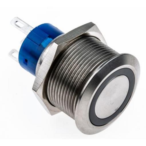 RS PRO Tlačítkový spínač, řada: MPB22 IP67 DPDT Panel Okamžité Osvětlené 22.2 mm 5 A, barva LED: Žlutá 36 V dc 250 V ac