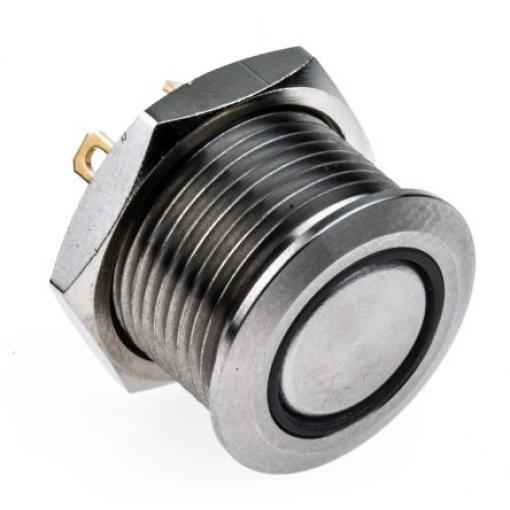 RS PRO Tlačítkový spínač, řada: MPB16 IP67 SPST Panel Okamžité Osvětlené 16 mm 2 A, barva LED: Modrá 36 V dc