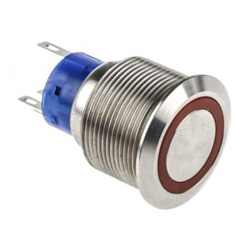 RS PRO Tlačítkový spínač, řada: MPB22 IP67 SPDT Panel Okamžité Osvětlené 22.2 mm 5 A, barva LED: Červená 36 V dc 250 V
