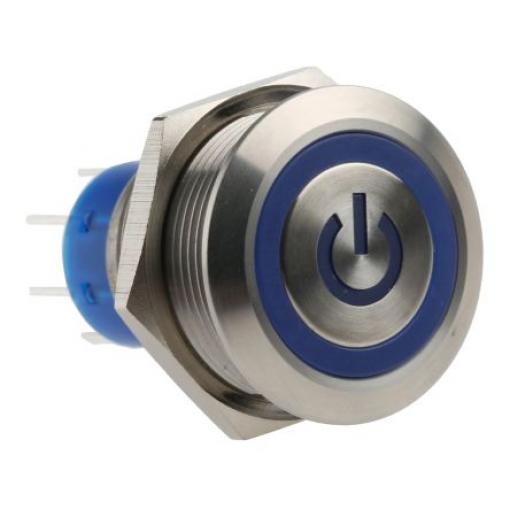 RS PRO Tlačítkový spínač, řada: MPB22 IP67 DPDT Panel Okamžité Osvětlené 22.2 mm 5 A, barva LED: Modrá 36 V dc 250 V ac
