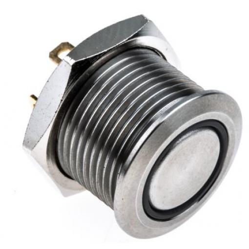RS PRO Tlačítkový spínač, řada: MPB16 IP67 SPST Panel Okamžité Osvětlené 16 mm 2 A, barva LED: Žlutá 36 V dc