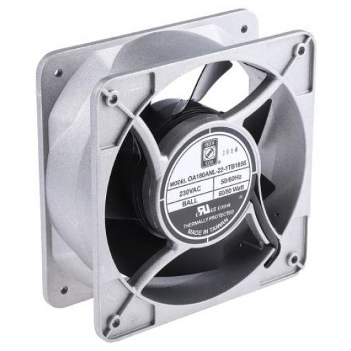 RS PRO Axiální ventilátor, řada: OA180ANL, průtok vzduchu: 679.6 m³/h 80 W 230V ac IP56 180 mm 180mm 65 mm