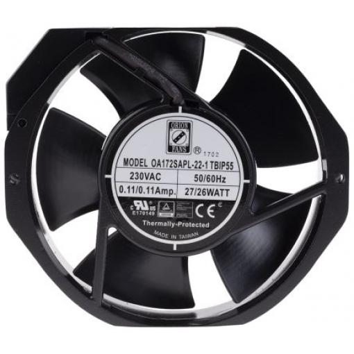 RS PRO Axiální ventilátor, řada: OA172SAPL, průtok vzduchu: 387.4 m³/h 28 W 230V ac 120 mA IP55 150 mm 172mm 38.5 mm