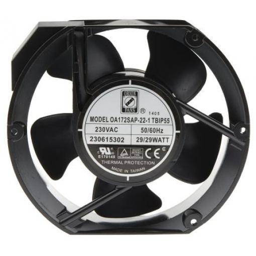 RS PRO Axiální ventilátor, řada: OA172S, průtok vzduchu: 383.9 m³/h 29 W 230V ac 120 mA IP55 150 mm 172mm 51 mm