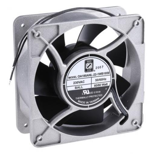 RS PRO Axiální ventilátor, řada: OA180ANL, průtok vzduchu: 679.6 m³/h 80 W 230V ac IP56 180 mm 180mm 65 mm
