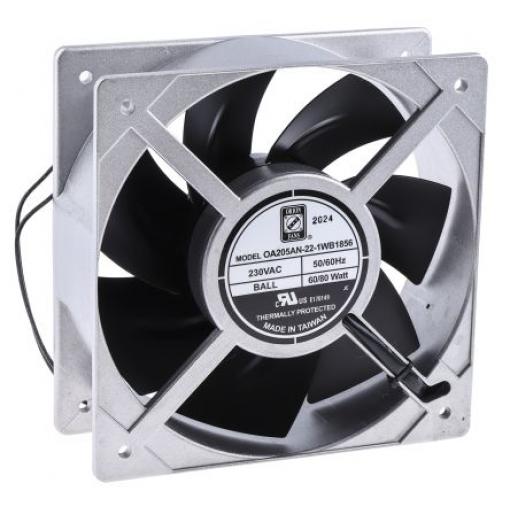 RS PRO Axiální ventilátor, řada: OA205, průtok vzduchu: 1002.4 m³/h 80 W 230V ac 0.24 A IP56 205 mm 205mm 72 mm