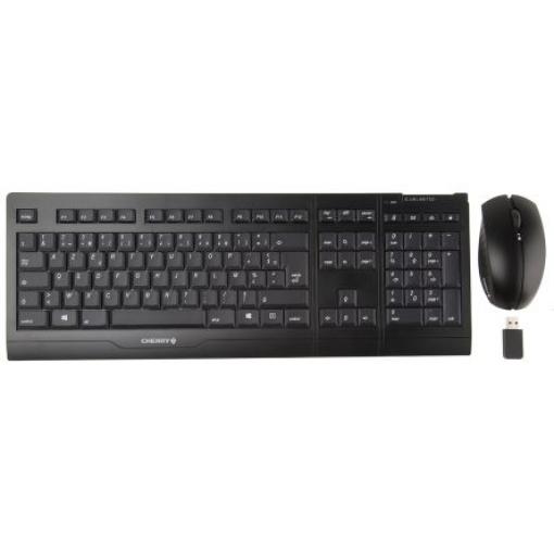 Sada klávesnice a myši, Černá Bezdrátová AZERTY Standardní, USB CHERRY