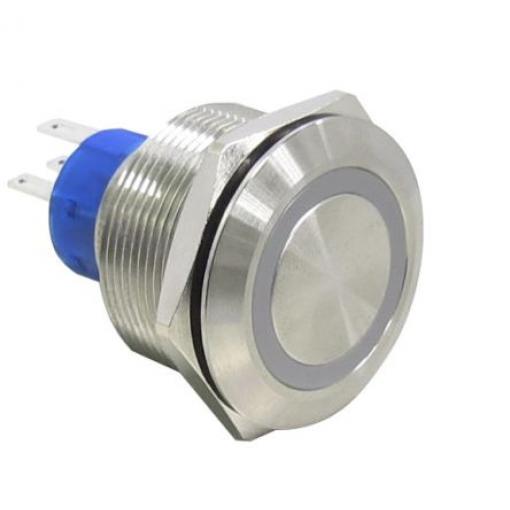 RS PRO Tlačítkový spínač IP67 SPST Panel 25 mm Stříbrná