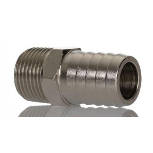 Přípojka hadicová Adaptér, Niklovaná mosaz, vnitřní průměr hadice: 12 mm (vnitřní prům.), pracovní tlak: 75 bar RS PRO