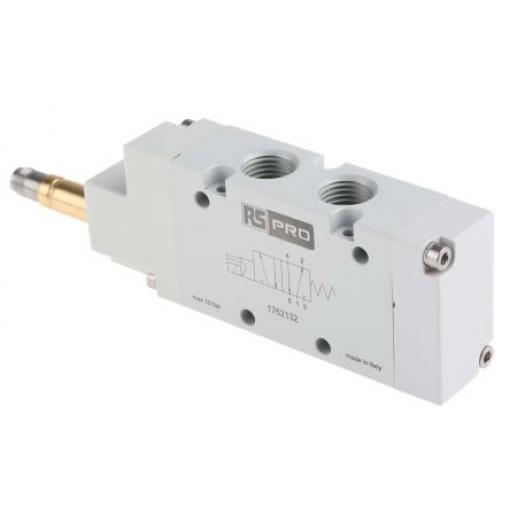 Pneumatický solenoidový ventil 5/2 monostabilní, řada: 01V G Solenoid, max. průtok: 1200 NL/min RS PRO