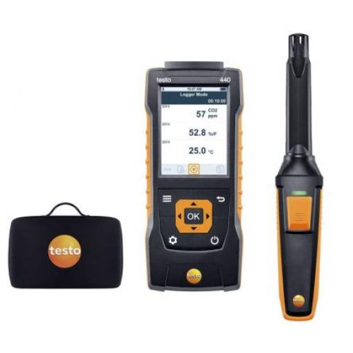 Testo Monitor kvality vzduchu, číslo modelu: 440 CO₂ Kit with Bluetooth Protokolování dat, Baterie, typ displeje: LCD,