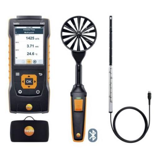 Testo Anemometr Objemový průtok, Teplota, Rychlost vzduchu, číslo modelu: 440 Air Flow ComboKit 1 with Bluetooth, typ