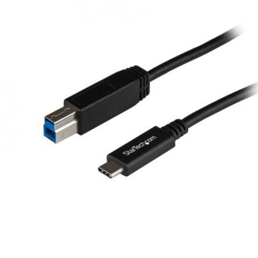 StarTech.com Kabel USB do zásuvky IC Vnější, A: USB typu C, 1 m Vnější, Černá, B: USB B