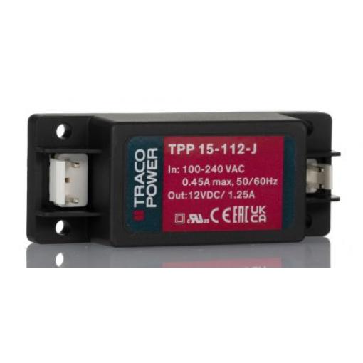 Spínaný napájecí zdroj, počet výstupů: 1 TPP 15-112-J 12V dc Šroubová svorka 15 W TPP 15-J TRACOPOWER 264V ac