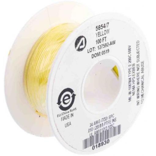 Zapojovací vodič plocha průřezu 0.23 mm², typ kabelu: Jednožilový, prameny vodičů: 7/0,20 mm, Žlutá, 600 V 30m 24 AWG