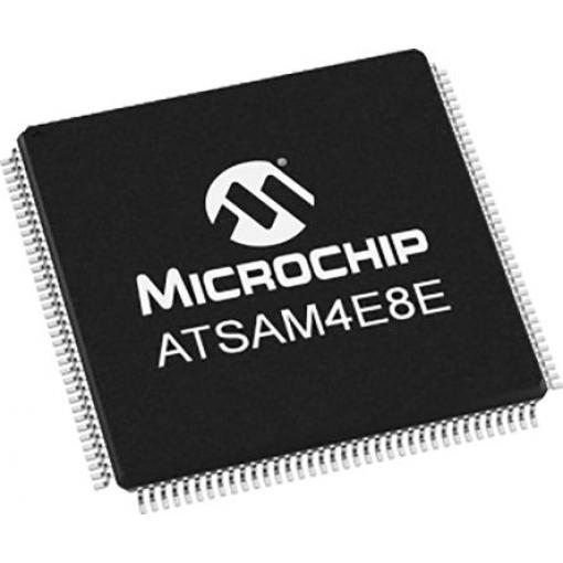 Microchip Mikrokontrolér ATSAM4E8EA-AU 32 bit ARM Cortex M4 120 MHz 512kB Blesk 128 kB RAM, počet kolíků: 144 kolíkový,