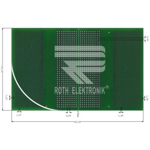 Eurocard RE620-LF, oboustranná FR4 s 25 x 75, 7 x 37 0.3mm otvory, rozteč 1.25 x 1.25mm 160 x 100 x 1.5mm