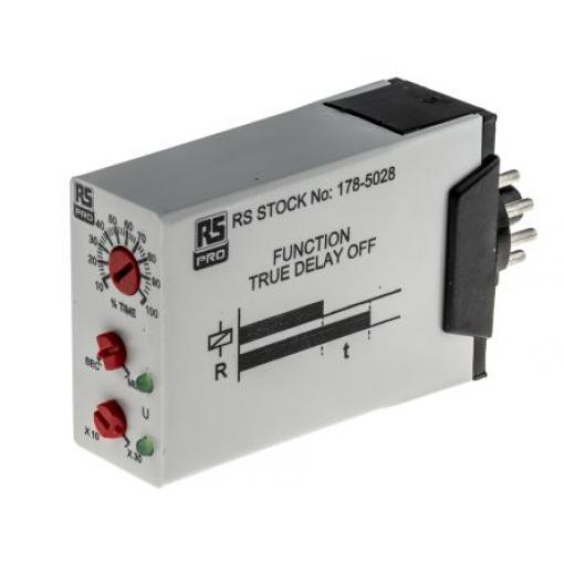 RS PRO Časovací relé, řada: UNI DPDT 11kontaktové 12 to 240 V dc 12/240 V ac 1 funkce 11 kolíků 0.1 s to 30 min