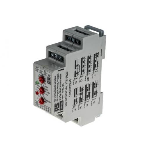 RS PRO Časovací relé, řada: UNI Lišta DIN 4PDT 4kontaktové 12 to 250 V dc 12 V ac, 240 V ac Multifunkční funkce Šroub