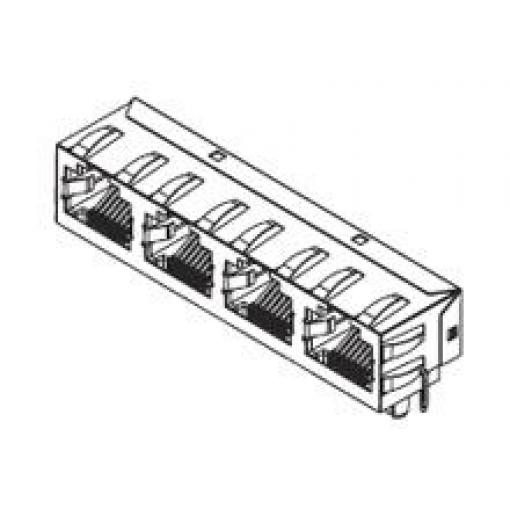 Molex Konektor RJ45, řada: 44248 Vnitřní Cat3, počet cest: 8, Pravý úhel, Průchozí otvor Stíněné, počet portů: 4portový