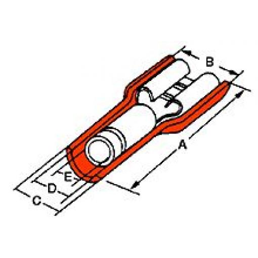 Molex Zásuvný konektor, řada: Avikrimp 19002 Izolované, 6.35 x 0.81 mm, Červená Vnitřní, celková délka: 22.6 mm,