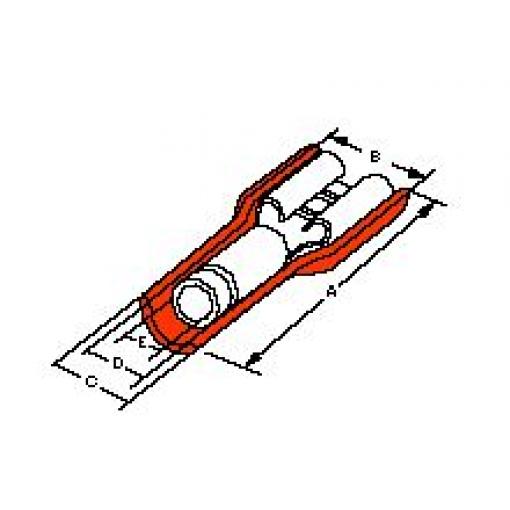 Molex Zásuvný konektor, řada: Avikrimp Izolované, 6.35 x 0.81 mm, Červená Vnitřní, celková délka: 22.6 mm, izolační: