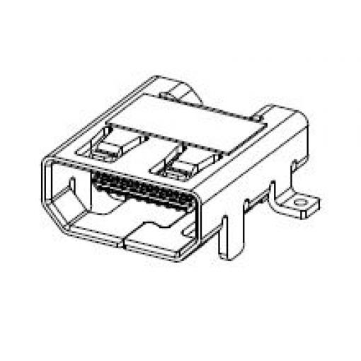 Molex Konektor HDMI, číslo řady: 46765, Type D Vnitřní, počet kontaktů: 19, orientace těla: Pravý úhel, 30 V