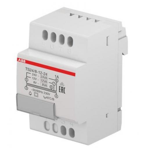 ABB Zvonkový transformátor 40 W, primární napětí: 230 V, sekundární napětí: 24 V, počet výstupů: 5, Lišta DIN