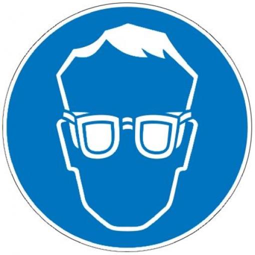Brady Povinná značka, Polybutylentereftalát, Bílá, Modrá Eye Protection Samolepicí