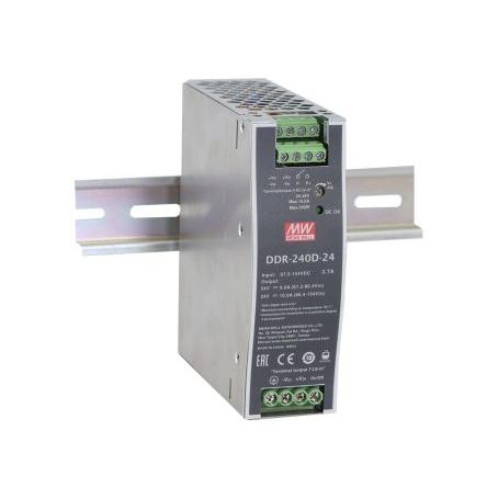 MEAN WELL Měnič DC/DC DDR-240, výstup: 48V dc 4 kV dc, Vin 33.6V dc 5 A, Vin 16.8V 240 W -40 °C 70 °C Lišta DIN