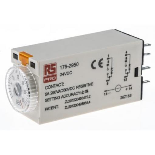 RS PRO Časovací relé, řada: TKB DPDT 2kontaktové 24 V dc 24 V ac 1 funkce 8 kolíků 1 to 30 s