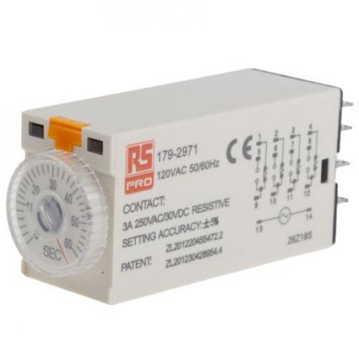 RS PRO Časovací relé, řada: RS PRO Plug‑In Timer Relay Zásuvná montáž 4PDT 4kontaktové 24 V dc 1 funkce 14 kolíkový 0.2