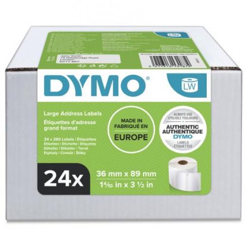 Dymo Role do tiskáren štítků Bílá 89 mm Dymo 450, Dymo 450 Twin Turbo, Dymo Wireless, Dymo 450 DUO, Dymo 4XL, Dymo 450