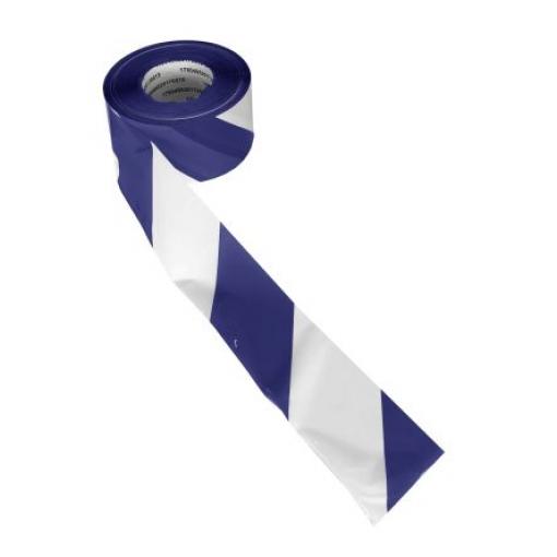 Bariérová páska, Bílá, Modrá Vysokohustotní polyetylén 0.025 mm 75 mm, délka: 500 m RS PRO