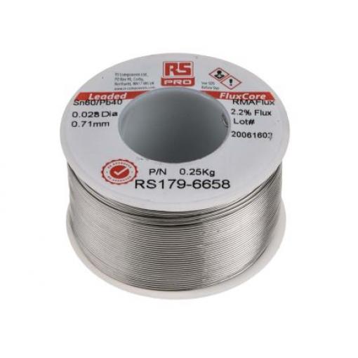 Olověná pájka Vodič, průměr drátu: 0.7 mm bod tání 183 °C 40 % olova 60 % cínu 250 g RS PRO