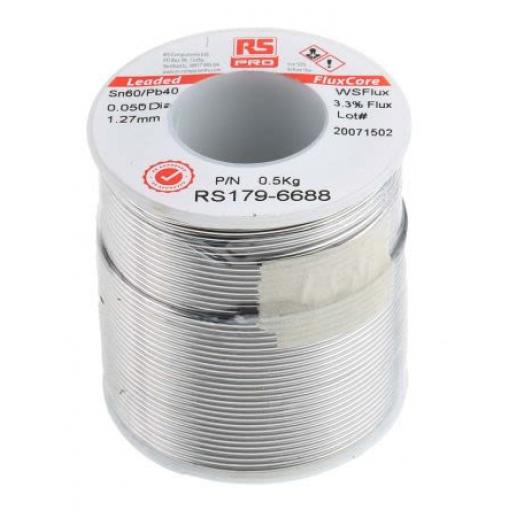 Olověná pájka Vodič, průměr drátu: 1.27 mm bod tání 183 °C 40 % olova 60 % cínu 500 g RS PRO