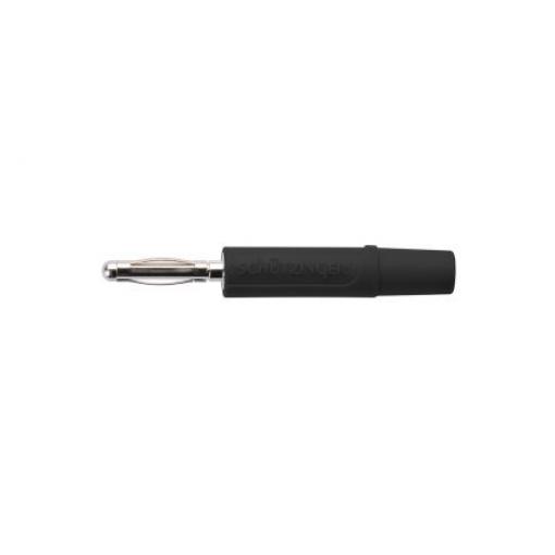 Schutzinger Banánek, 2 mm, 33 V ac, 70V dc, 10A, Černá, Vnější Pájecí, materiál kontaktu: Slitina berylia a mědi, délka: